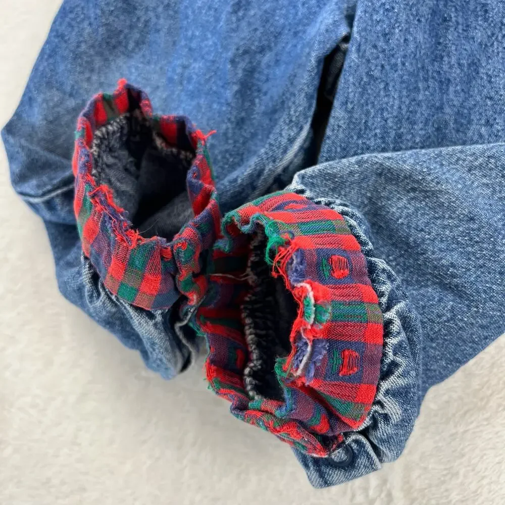 Oshkosh Vintage denim & plaid girls Overall pants Jeans size 24 months USA